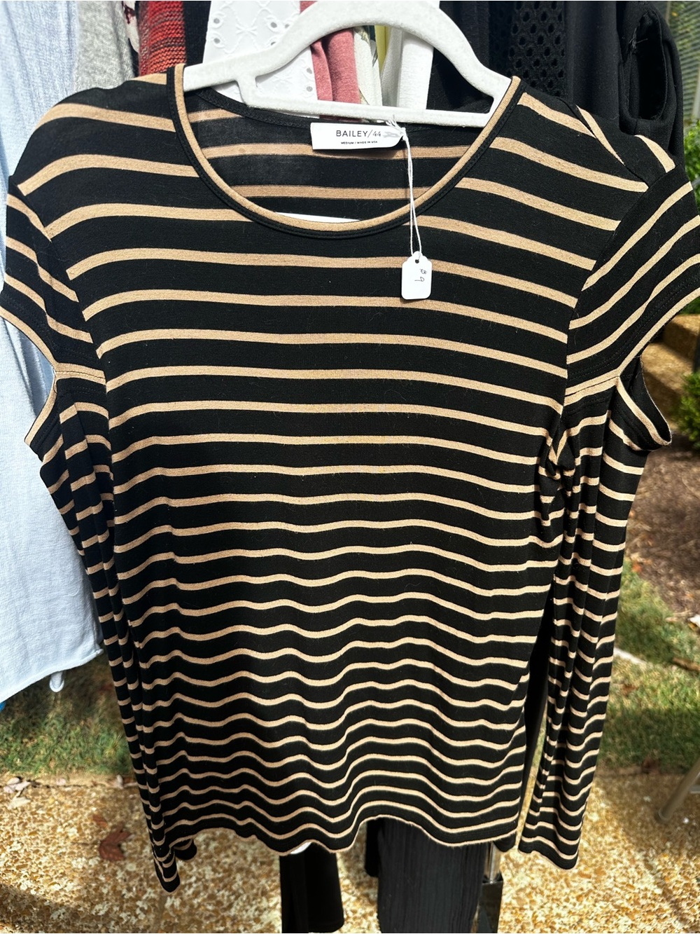 Bailey 44 Black and Tan Striped Women's Top